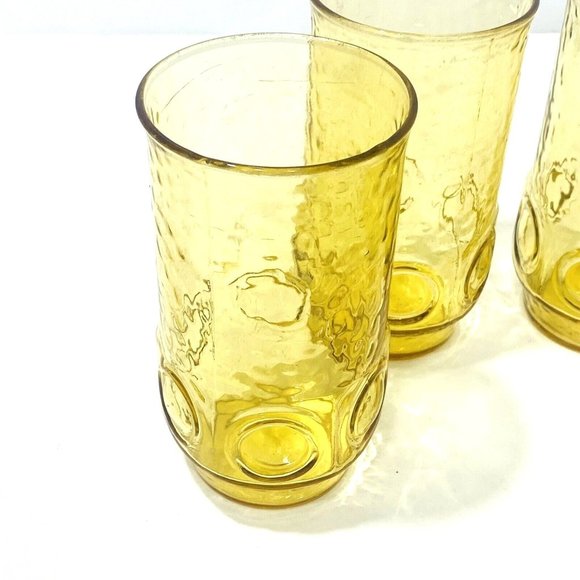 Anchor Hocking Heritage Hill Honey Gold Tumbler Glasses Retro 70s Vintage Boho - Picture 4 of 8